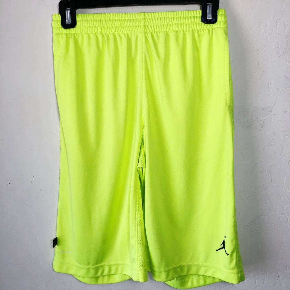 Jordan Neon Yellow Basketball Shorts Boys Large